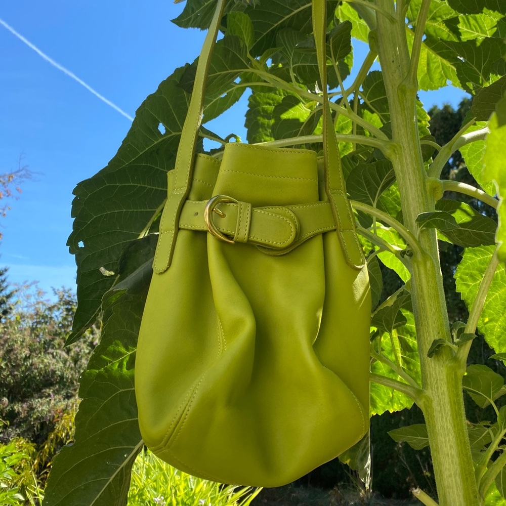 Buttery soft lime green vintage leather bag